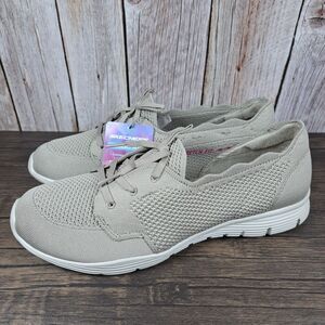 Skechers Seager Knit Slipon Lace Shoes Women's Sz 11 Taupe (Worn Briefly)